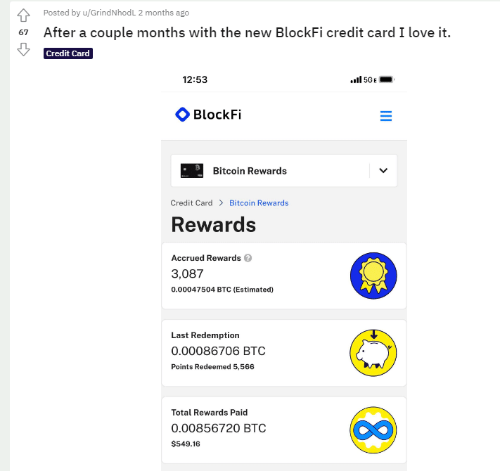 BlockFi Card Review on Reddit